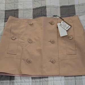 Burberry Tan Double-Breasted Mini Skirt